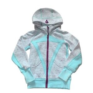 Ivivva Lululemon Perfect Yoga Hoodie Mint‎ Blue Purple Girls Size 6 space dye